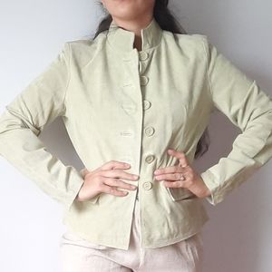 Lime green suede leather jacket